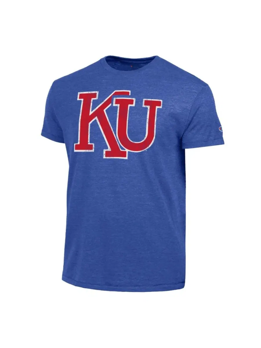 Футболка с принтом Kansas Jayhawks Triumph Tri-Blend Champion — изображение 3 из 3, королевский