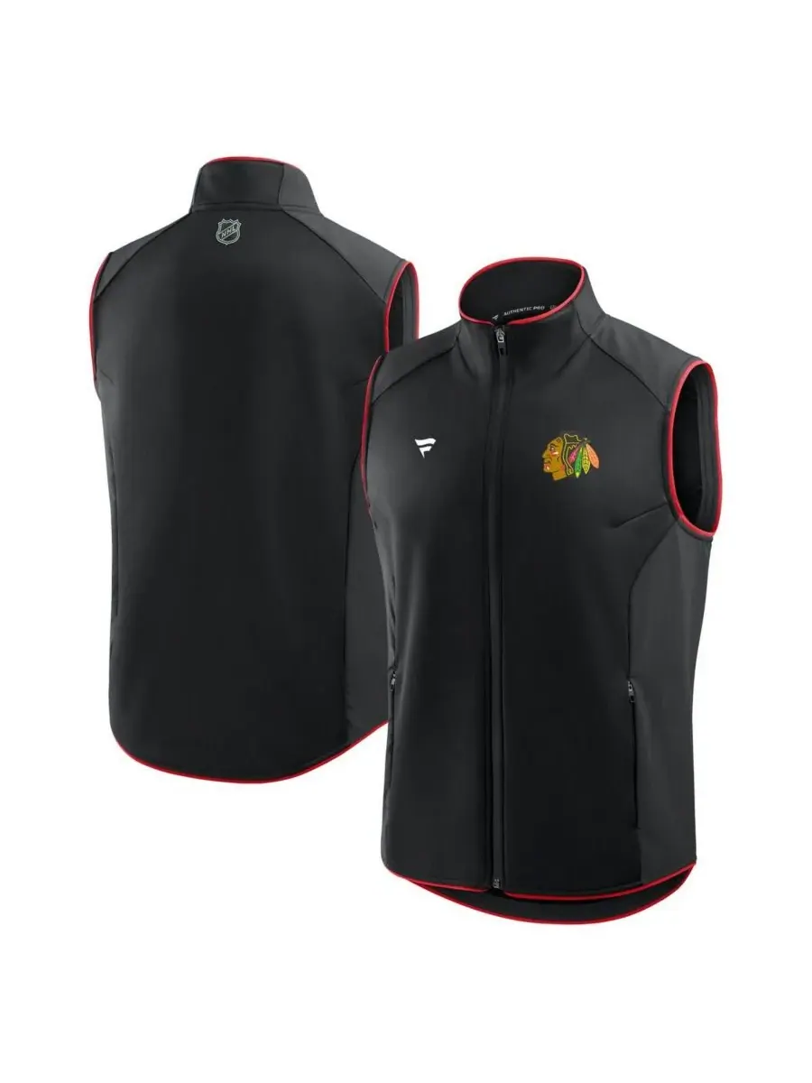 Fanatics Мужской черный жилет на молнии с символикой Chicago Blackhawks Authentic Pro Rink — изображение 1 из 3