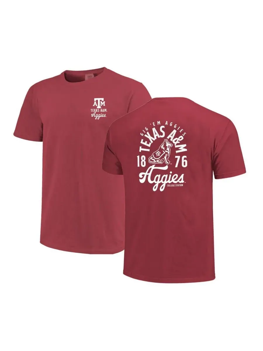 Image One Мужская бордовая футболка Texas AM Aggies Comfort Colors с изображением талисмана команды — изображение 1 из 3