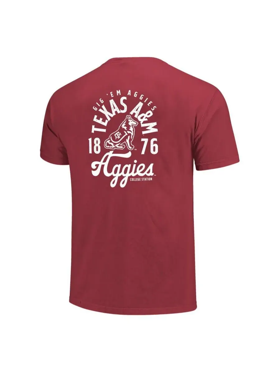 Image One Мужская бордовая футболка Texas AM Aggies Comfort Colors с изображением талисмана команды — изображение 2 из 3