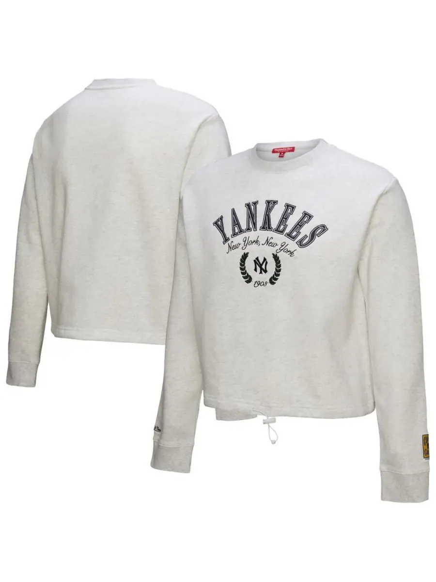 Mitchell & Ness Женская укороченная толстовка с застежкой-пуговицей New York Yankees серого — изображение 1 из 5, серый
