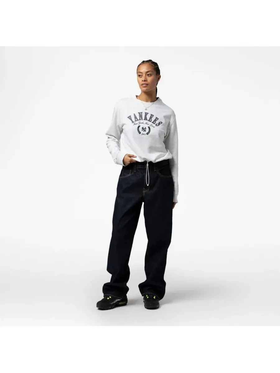 Mitchell & Ness Женская укороченная толстовка с застежкой-пуговицей New York Yankees серого — изображение 3 из 5, серый