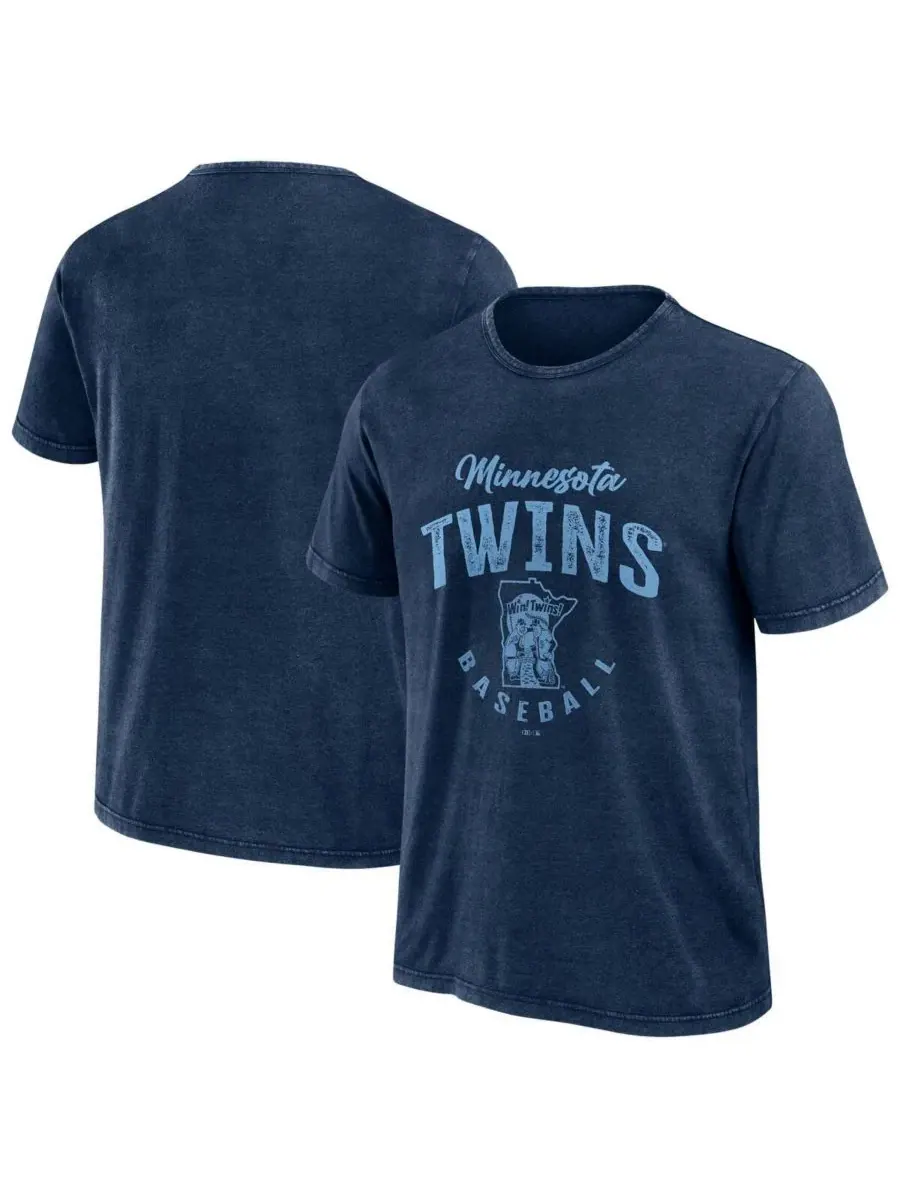 Fanatics Мужская темно-синяя футболка Minnesota Twins Cooperstown Collection с эффектом потертости — изображение 1 из 3