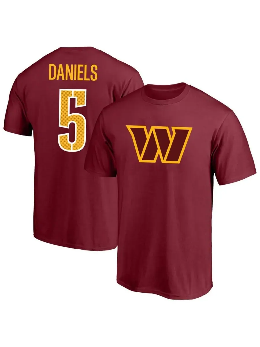 Мужская футболка Jayden Daniels Burgundy Washington Commanders Big Tall Player Name Number Fanatics — изображение 1 из 3