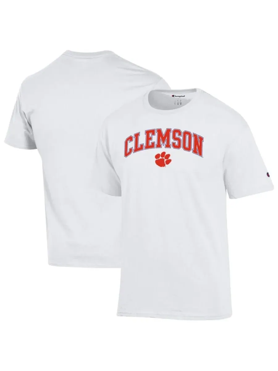 Champion Мужская белая футболка с арочным логотипом Clemson Tigers — изображение 1 из 3, белый
