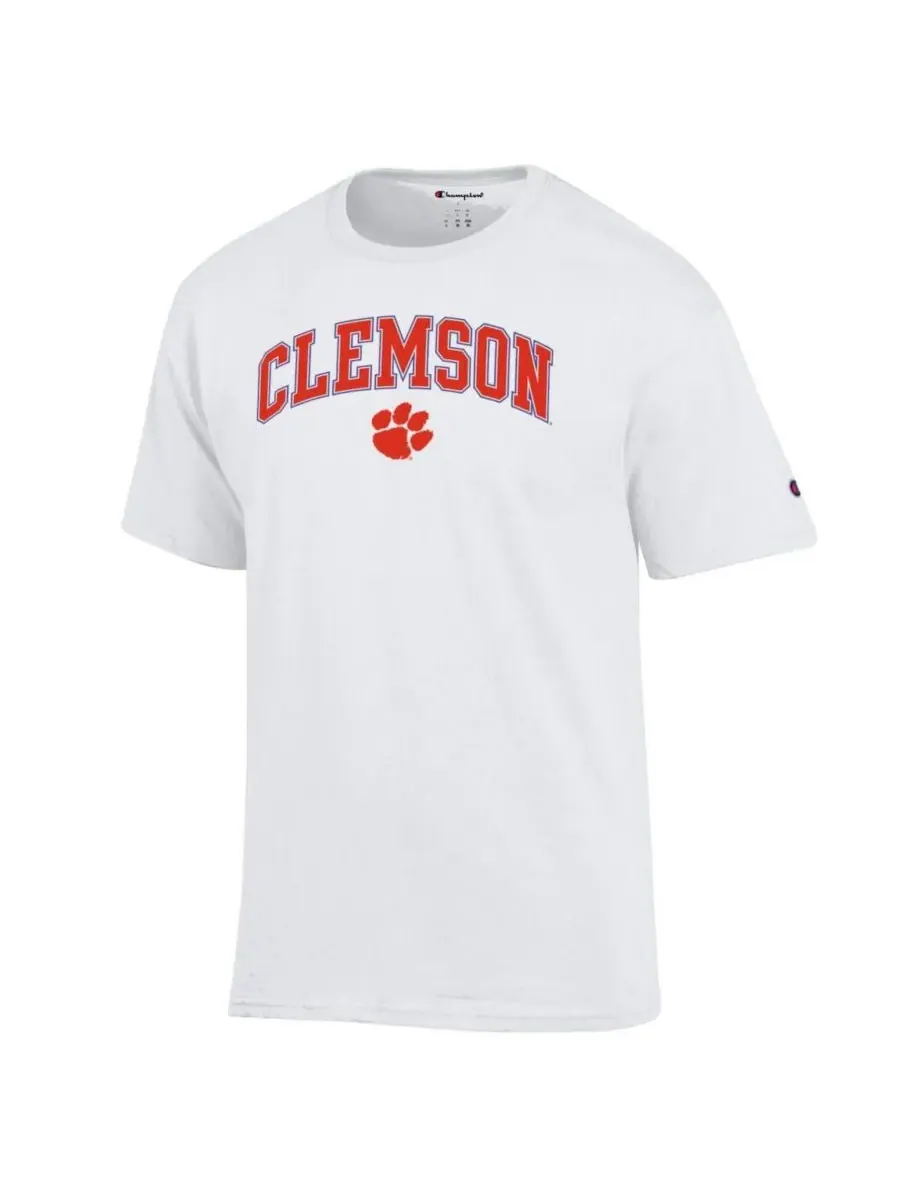 Champion Мужская белая футболка с арочным логотипом Clemson Tigers — изображение 2 из 3, белый