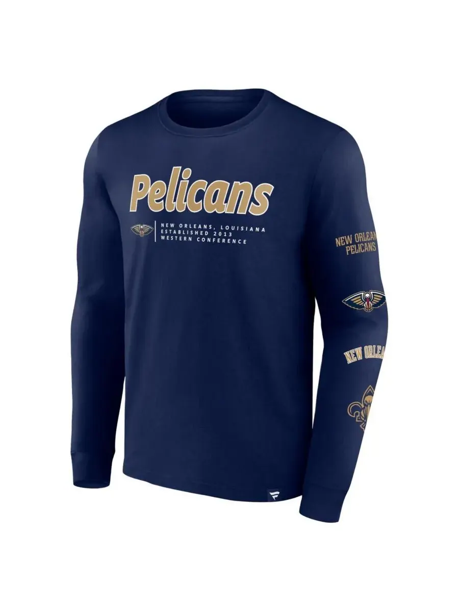 Fanatics Мужская футболка с длинным рукавом Branded Navy New Orleans Pelicans Baseline — изображение 2 из 3, темно-синий