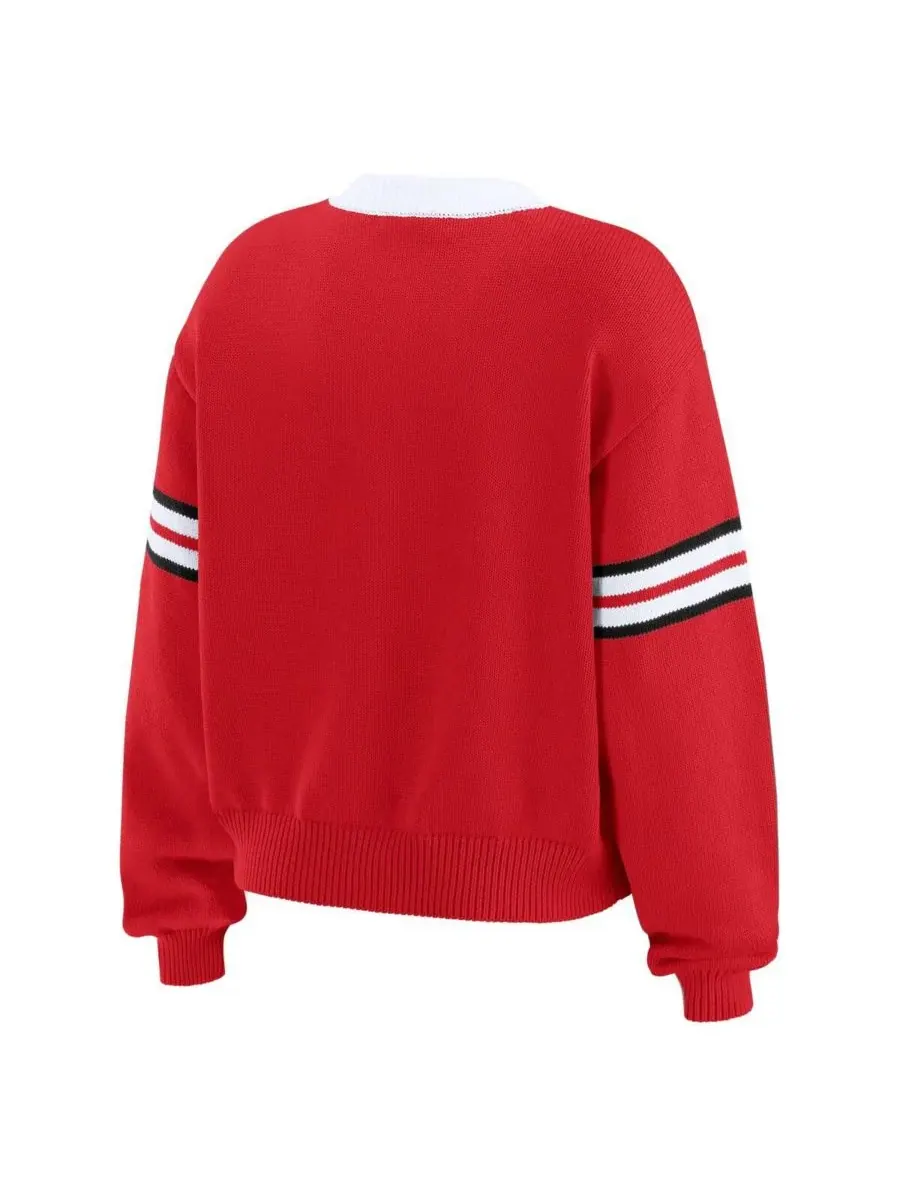 WEAR by Erin Andrews Женский красный укороченный свитер на шнуровке с символикой Chicago Blackhawks — изображение 3 из 3
