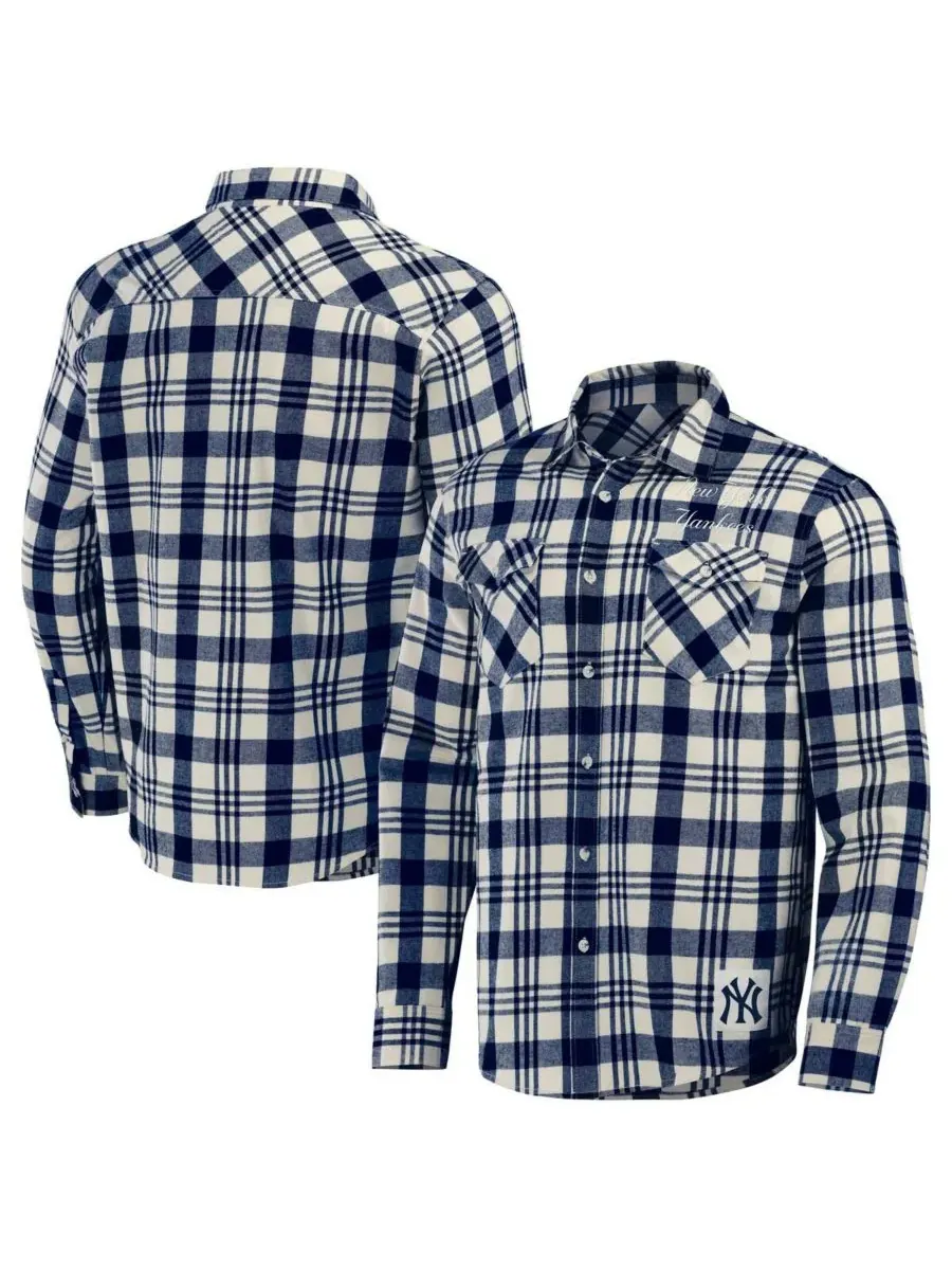 Fanatics Мужская фланелевая рубашка Darius Rucker Collection от New York Yankees в клетку — изображение 1 из 3, темно-синий
