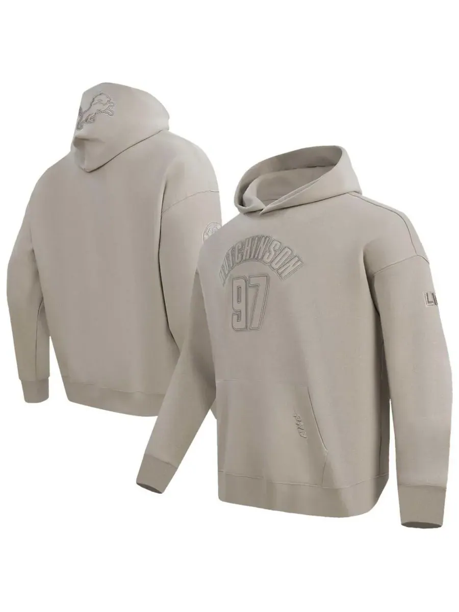 Мужская толстовка с капюшоном Aidan Hutchinson Tan Detroit Lions Player Name Number Pro Standard — изображение 1 из 4