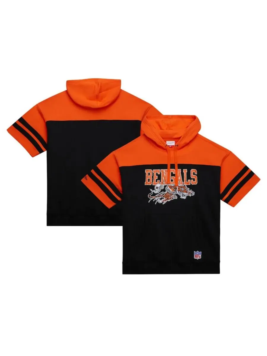 Mitchell & Ness Мужская черная толстовка с коротким рукавом и винтажным логотипом Cincinnati — изображение 1 из 4, черный