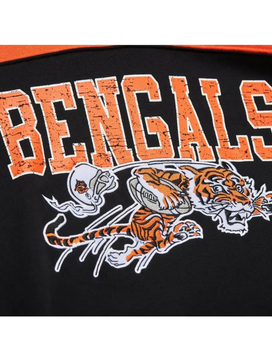 Mitchell & Ness Мужская черная толстовка с коротким рукавом и винтажным логотипом Cincinnati — изображение 2 из 4, черный