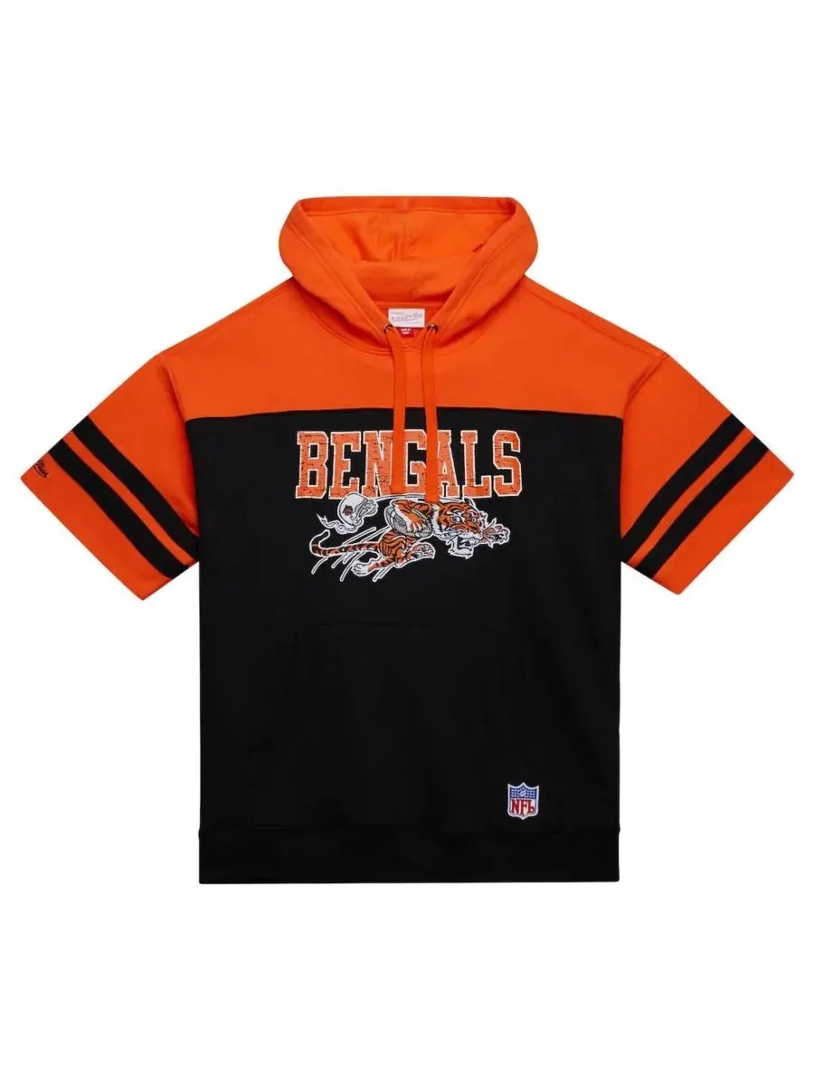 Mitchell & Ness Мужская черная толстовка с коротким рукавом и винтажным логотипом Cincinnati — изображение 4 из 4, черный