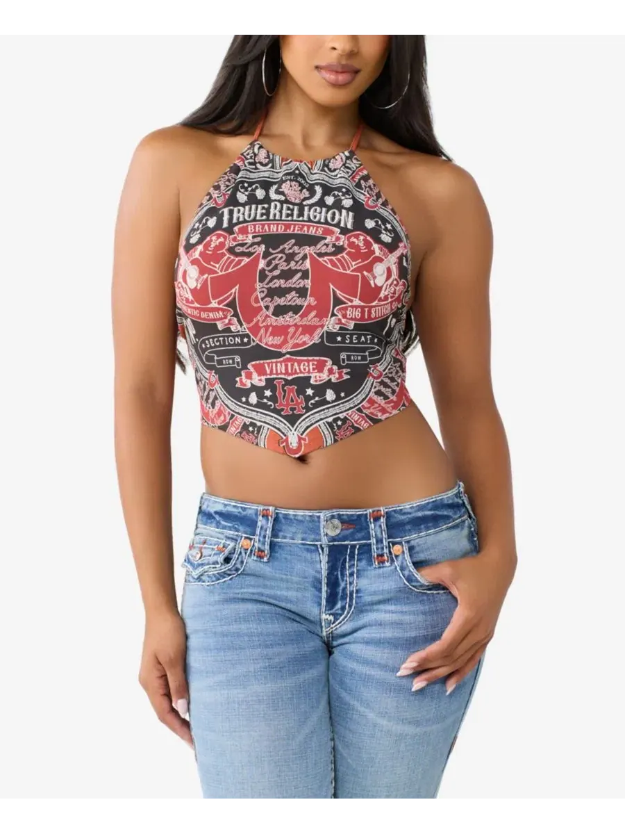 Топ-кроп с принтом Buddha Scarf True Religion, Burnt Bric