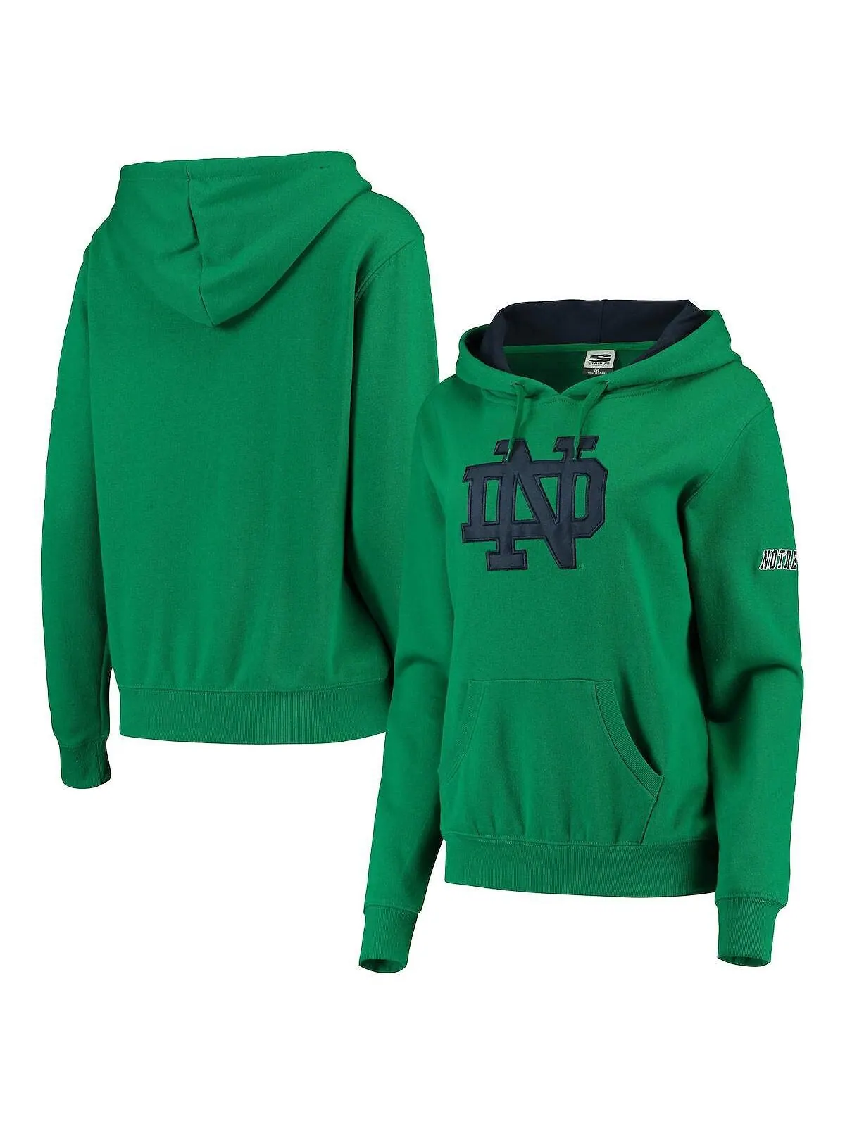 Женский пуловер с капюшоном и большим логотипом Kelly Green Notre Dame Fighting Irish Stadium — изображение 1 из 2, зеленый