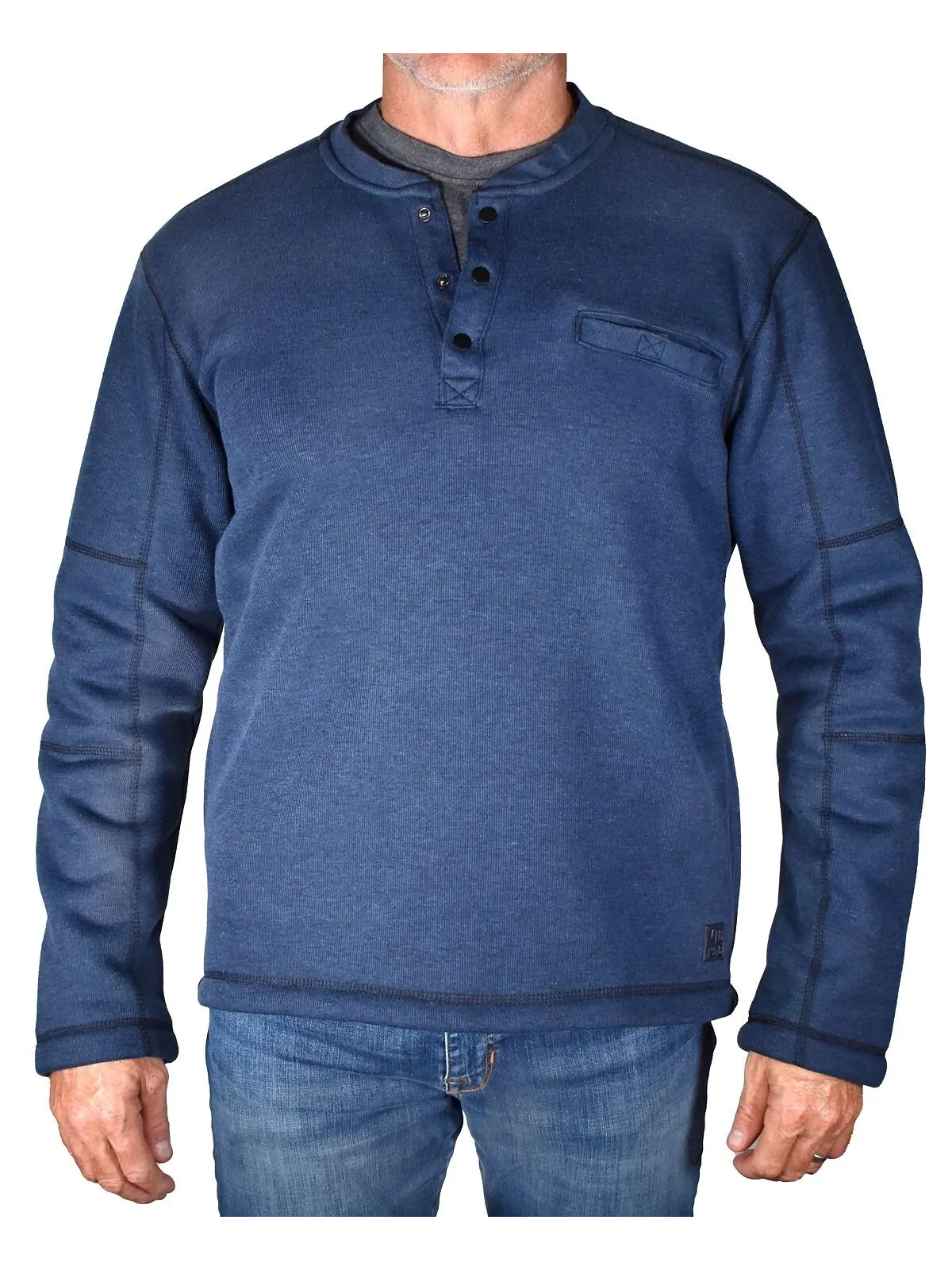 Мужская футболка henley с флисовой подкладкой в ​​рубчик Vintage 1946