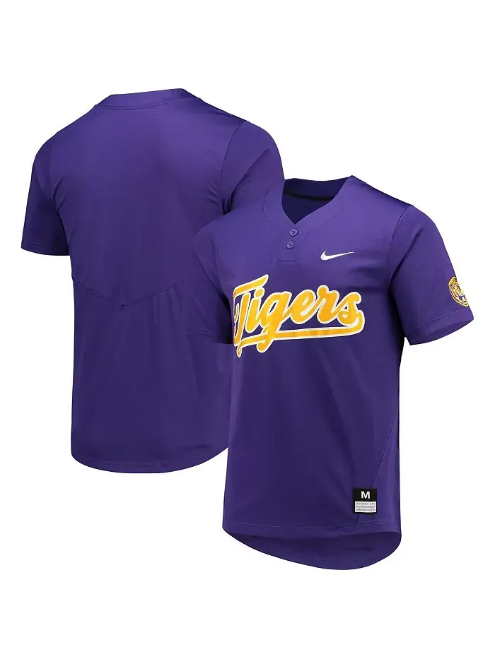 Мужская и женская фиолетовая LSU Tigers двухпуговичная реплика софтбольной майки Nike — изображение 1 из 3