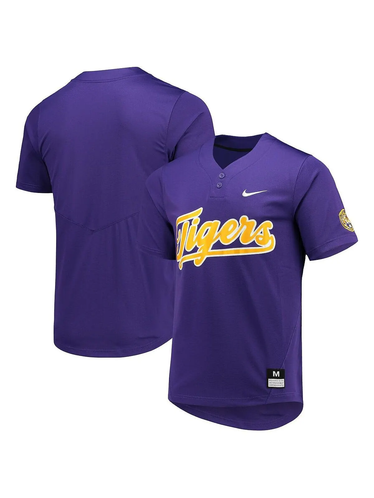 Мужское и женское фиолетовое софтбольное джерси lsu tigers с двумя пуговицами Nike — изображение 1 из 3, фиолетовый