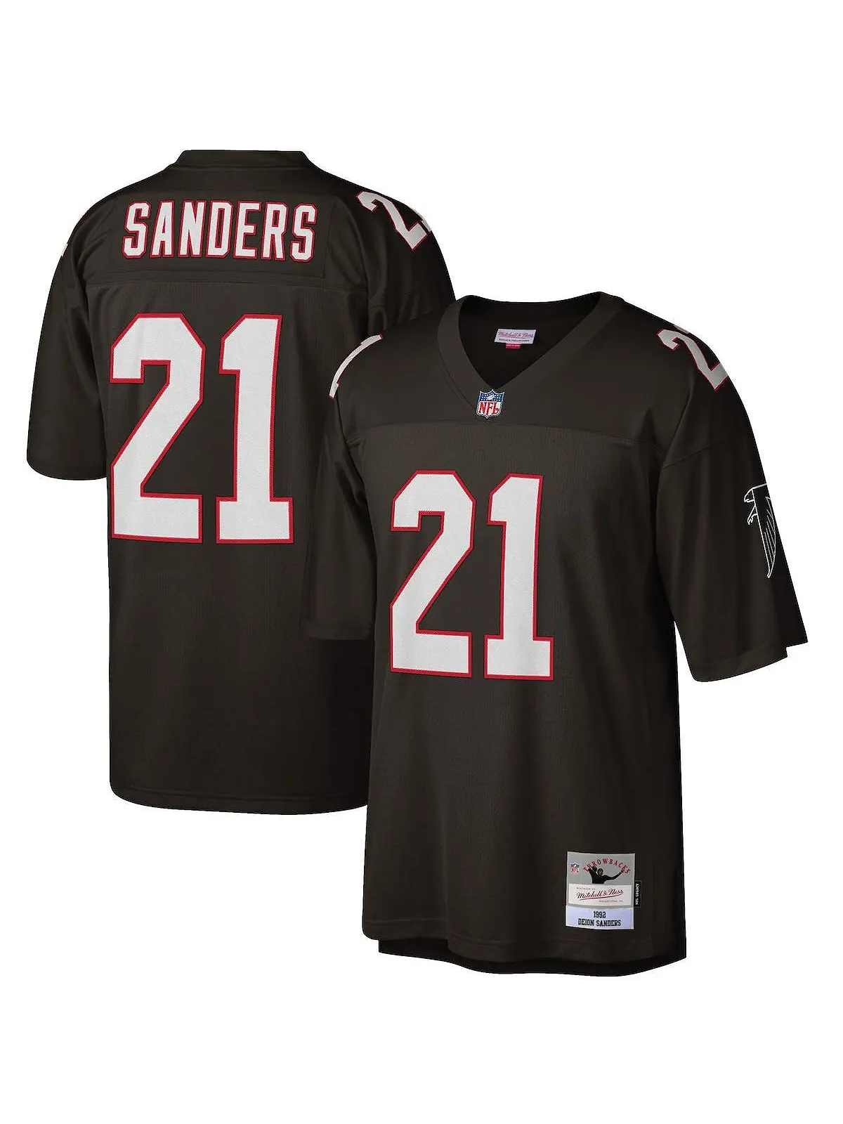 Мужская футболка deion sanders black atlanta falcons big and tall 1992 года, копия джерси для — изображение 1 из 3, черный