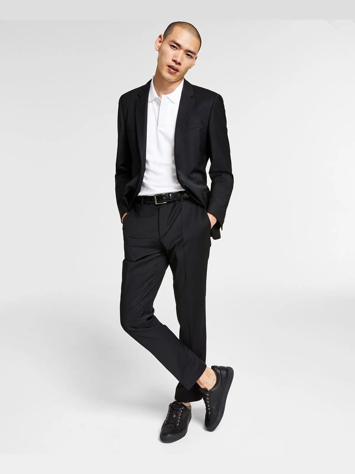 Мужской облегающий однотонный костюм Superflex Stretch, раздельный Hugo Boss — изображение 1 из 2, черный