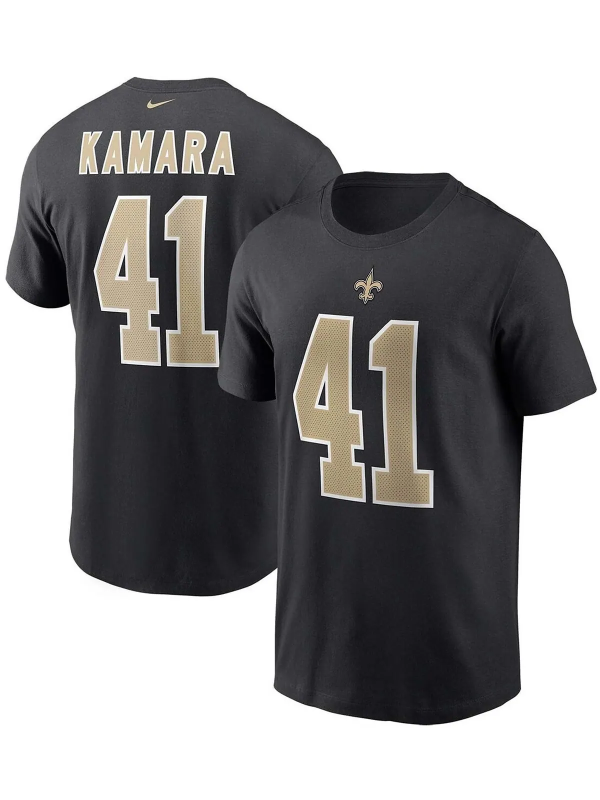 Мужская черная футболка с именем и номером Alvin Kamara New Orleans Saints Nike — изображение 1 из 3, черный