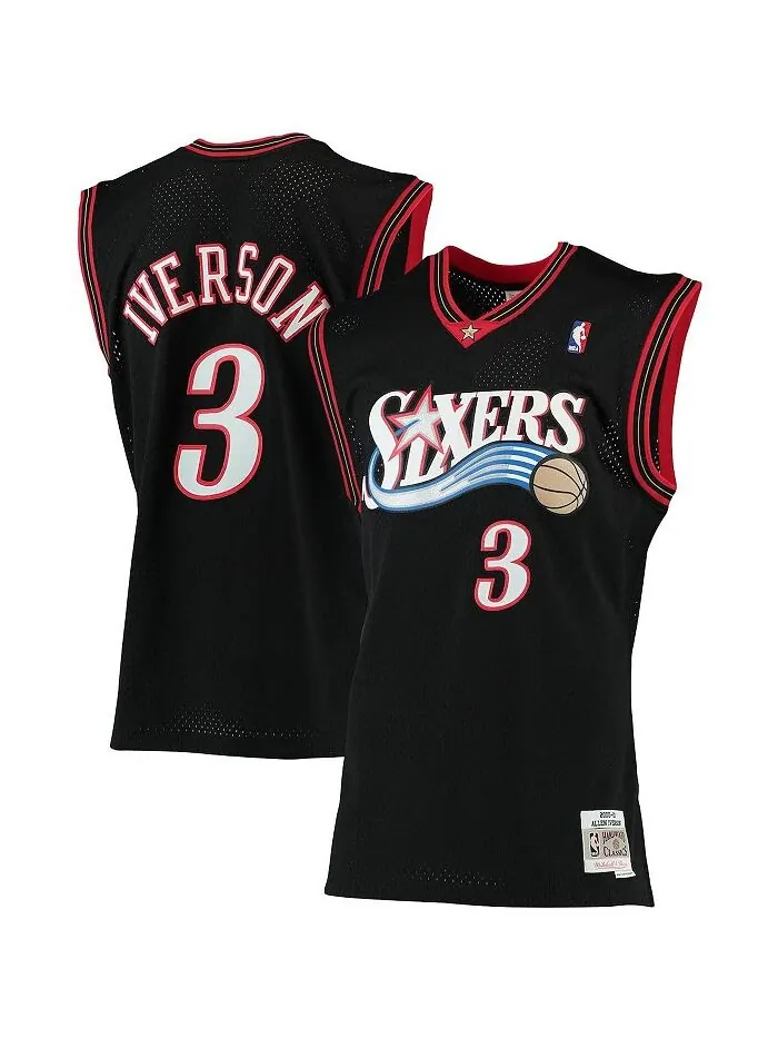 Мужская черная майка Allen Iverson Philadelphia 76ers Big and Tall Hardwood Classics Mitchell & Ness — изображение 1 из 1