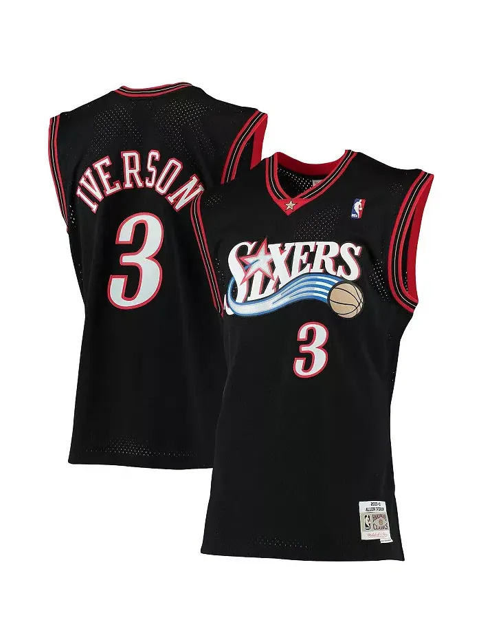 Мужская черная майка Allen Iverson Philadelphia 76ers Big and Tall Hardwood Classics Mitchell & Ness
