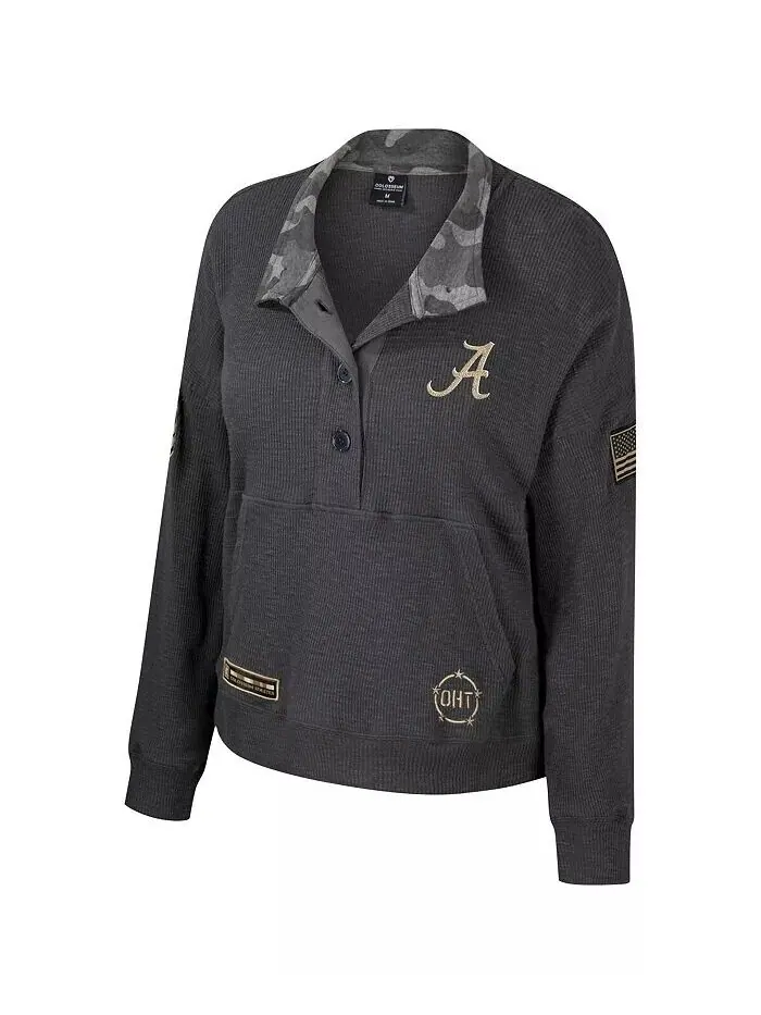 Женская тепловая толстовка Henley цвета древесного угля Alabama Crimson Tide OHT в стиле милитари — изображение 2 из 3