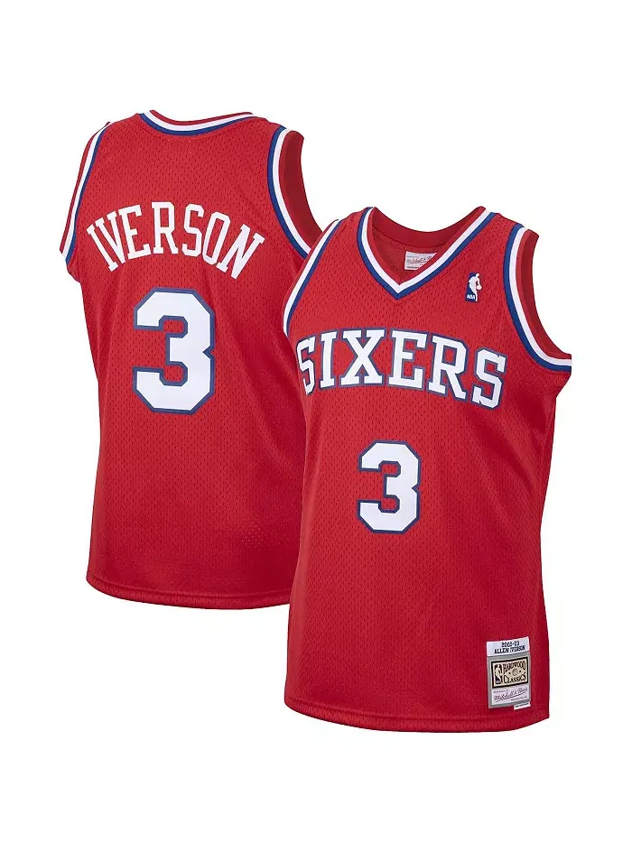 Мужская баскетбольная майка Philadelphia 76ers Allen Iverson в красном цвете из коллекции Hardwood — изображение 1 из 3