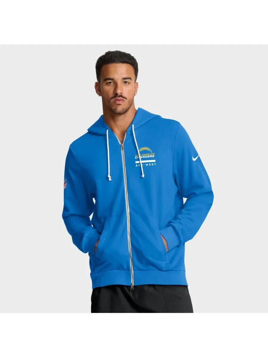 Толстовка с капюшоном и флисовой подкладкой Powder Blue Los Angeles Chargers Sideline Standard — изображение 1 из 5, синий