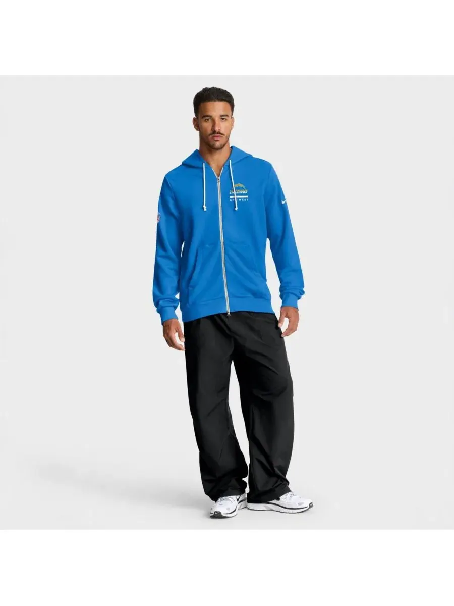 Толстовка с капюшоном и флисовой подкладкой Powder Blue Los Angeles Chargers Sideline Standard — изображение 4 из 5, синий