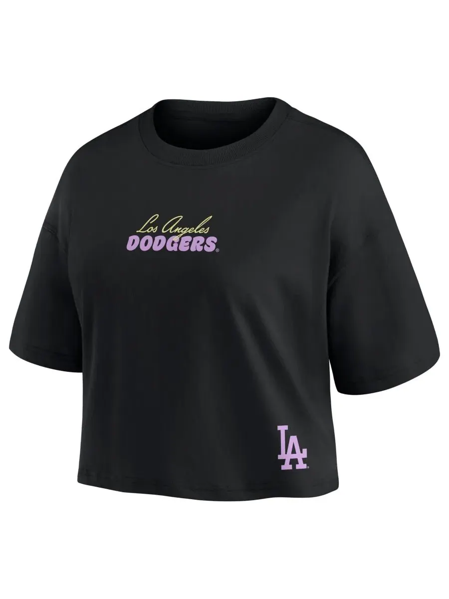 Женский укороченный топ с принтом Shohei Ohtani Los Angeles Dodgers Fanatics — изображение 2 из 3, черный
