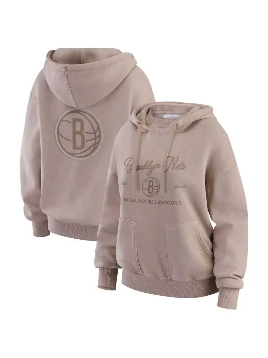 Женский пуловер-худи с капюшоном Brooklyn Nets WEAR by Erin Andrews — изображение 1 из 5, бежевый