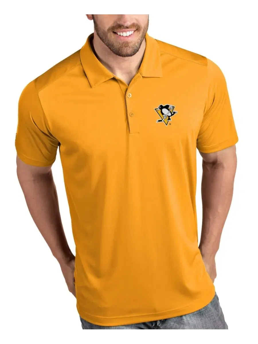 Поло с вышивкой Pittsburgh Penguins Antigua — изображение 1 из 1, золото