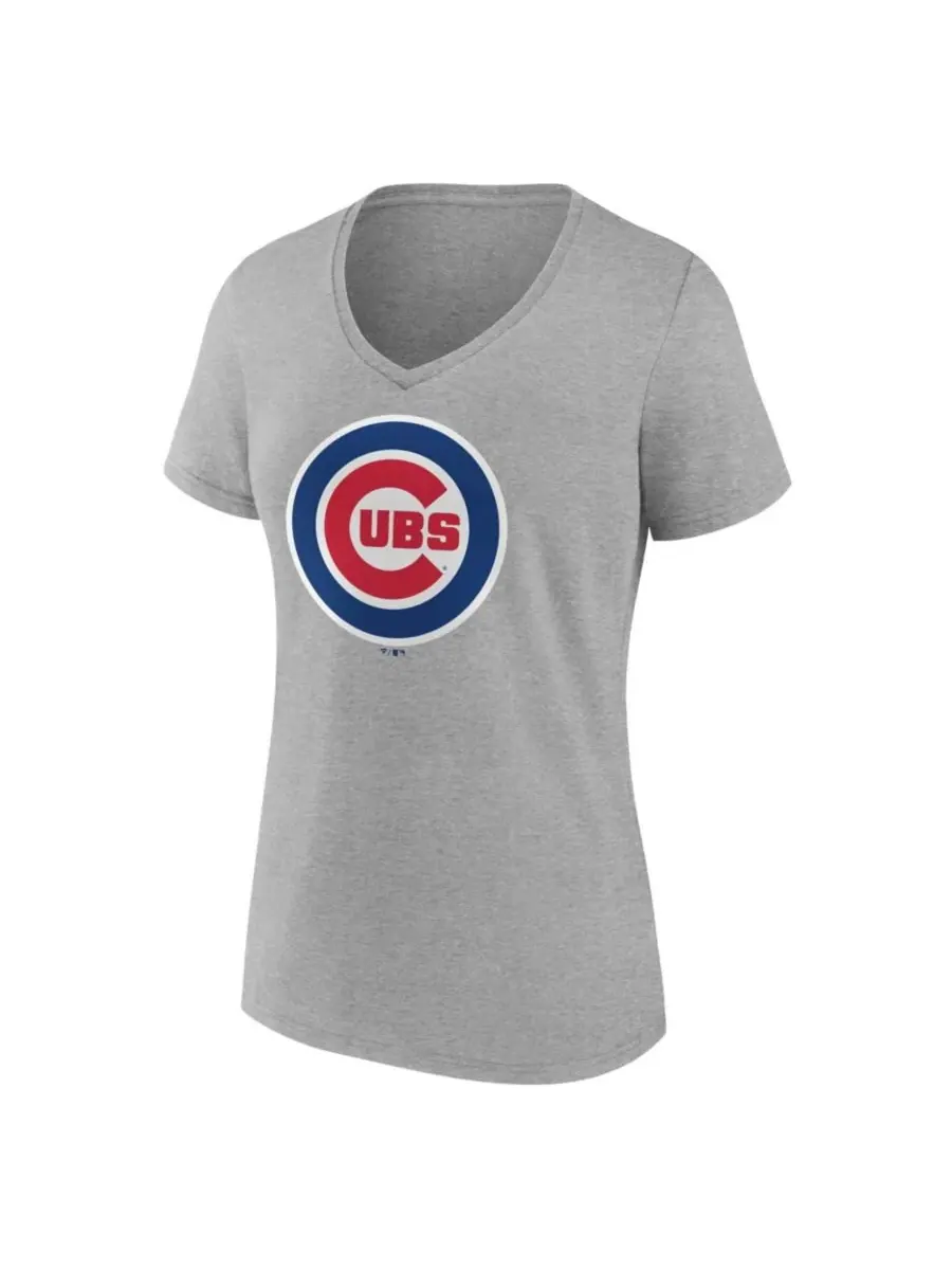 Футболка с V-образным вырезом с принтом Chicago Cubs Logo Athletic — изображение 3 из 3, серый