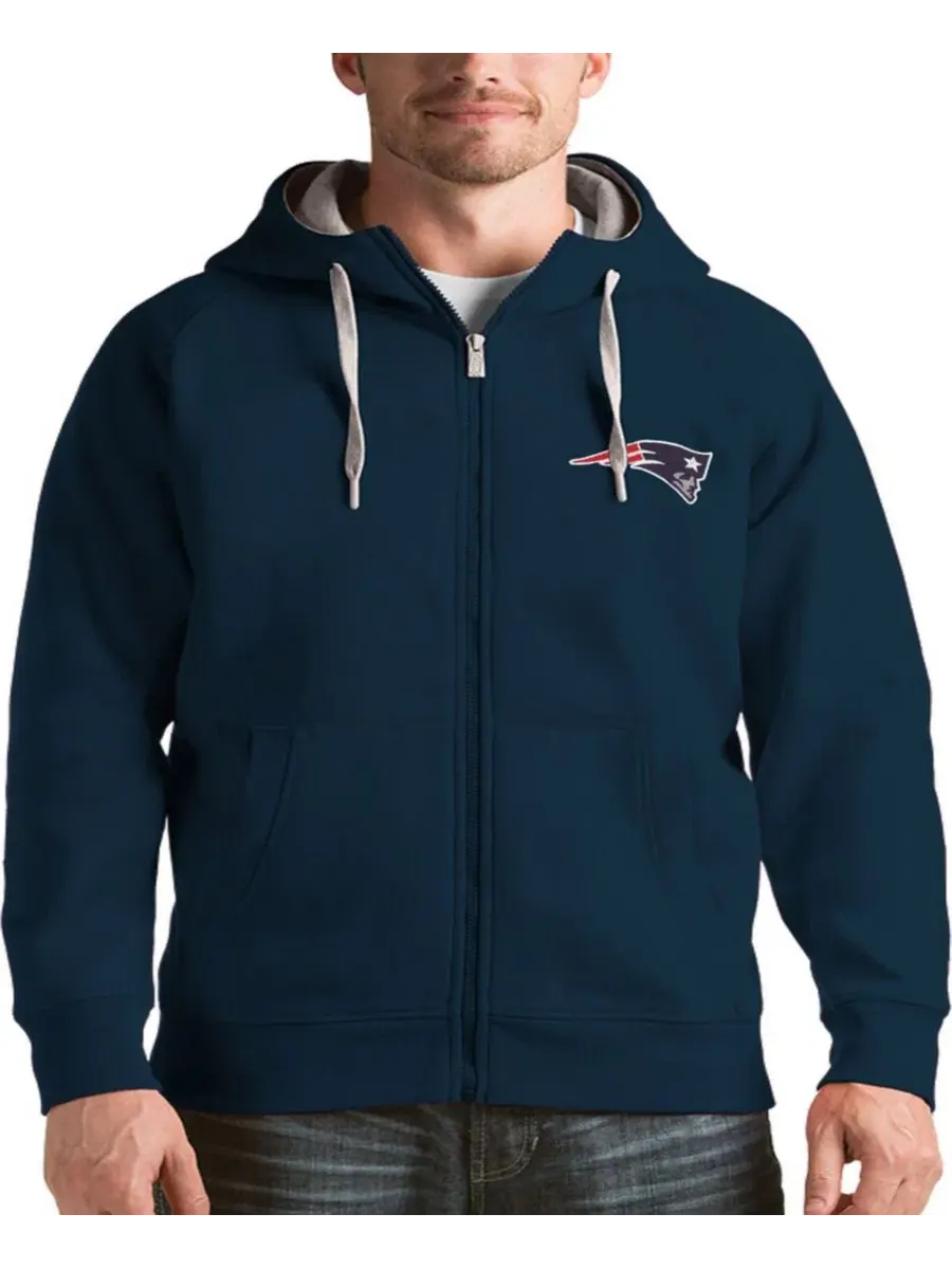Худи Antigua Navy New England Patriots Victory Full-Zip — изображение 1 из 1, темно-синий
