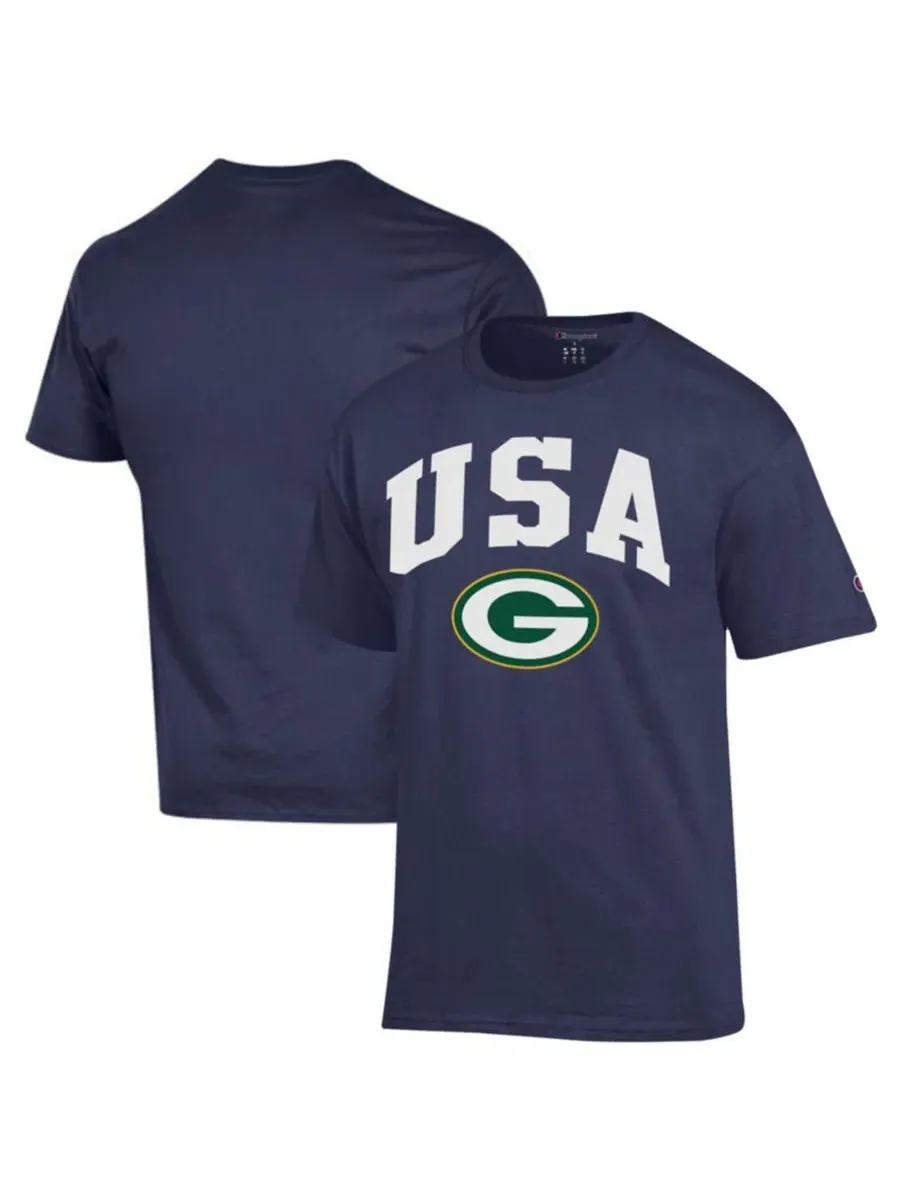 Футболка с принтом Green Bay Packers Americana Champion — изображение 1 из 3, темно-синий