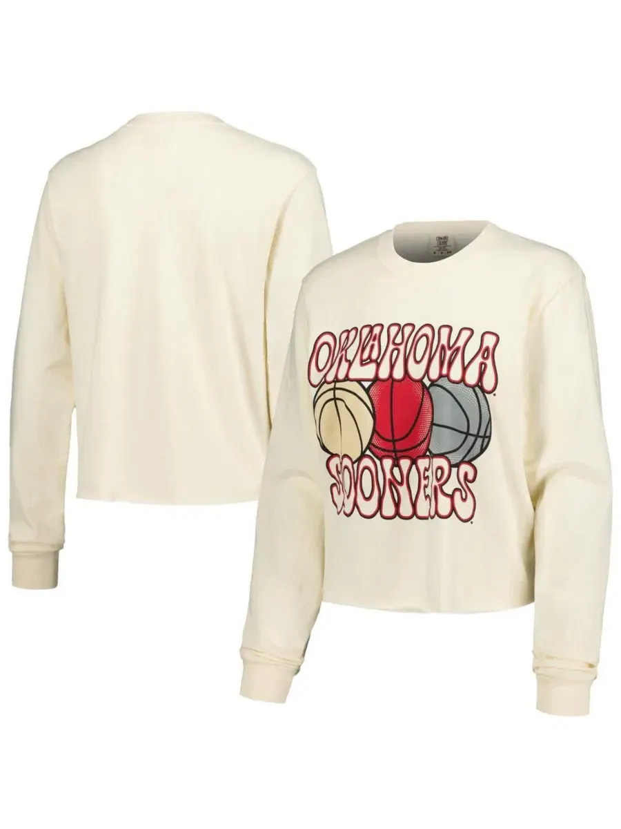 Футболка женская с принтом Oklahoma Sooners, модель Basketball Cropped Image One — изображение 1 из 3, прозрачный