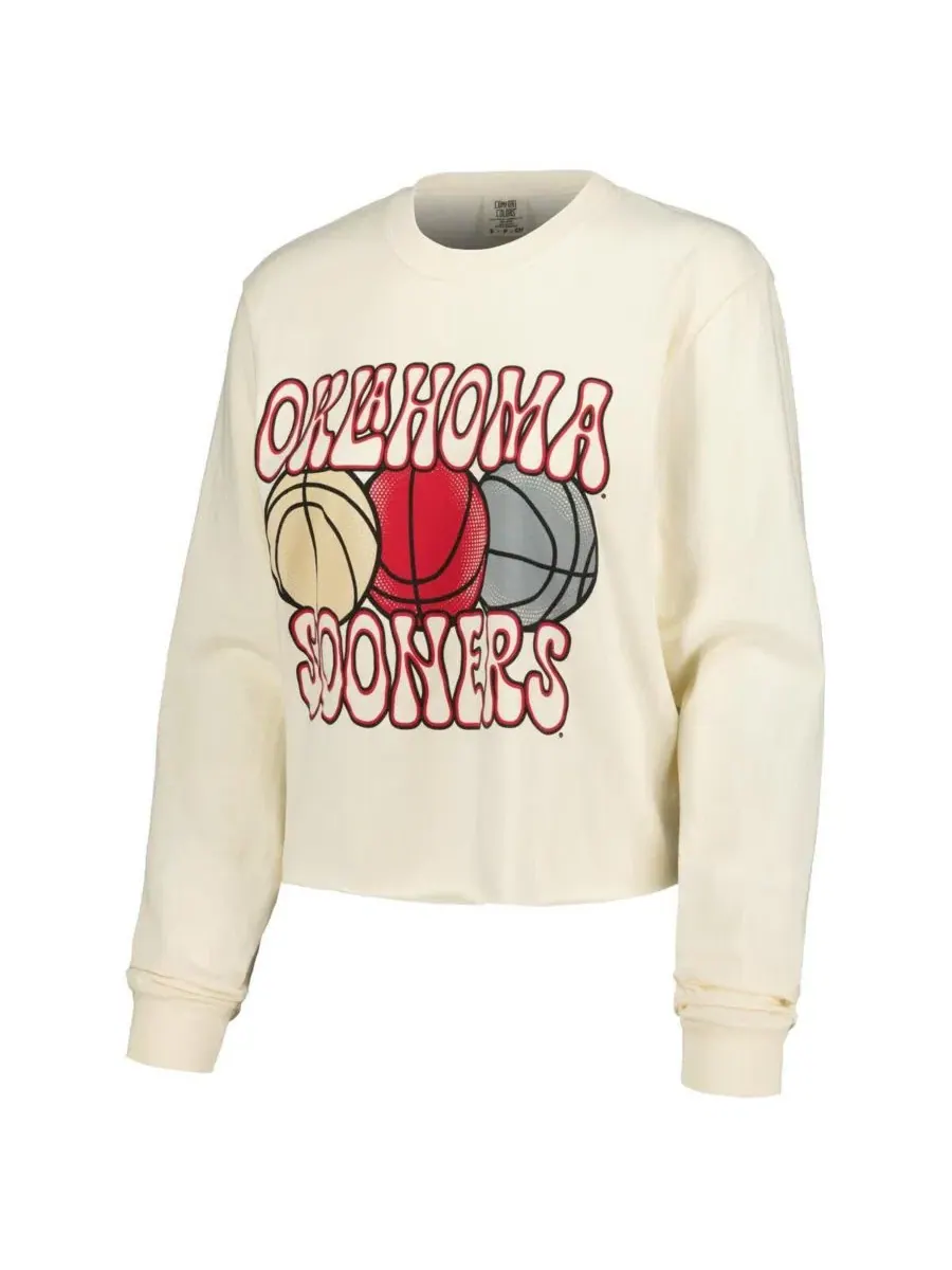 Футболка женская с принтом Oklahoma Sooners, модель Basketball Cropped Image One — изображение 2 из 3, прозрачный