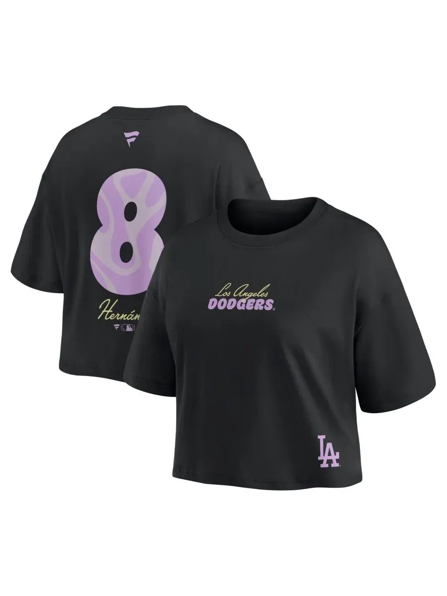 Женский кроп-топ с именем и номером игрока Los Angeles Dodgers, модель Enrique Hernandez Fanatics — изображение 1 из 3