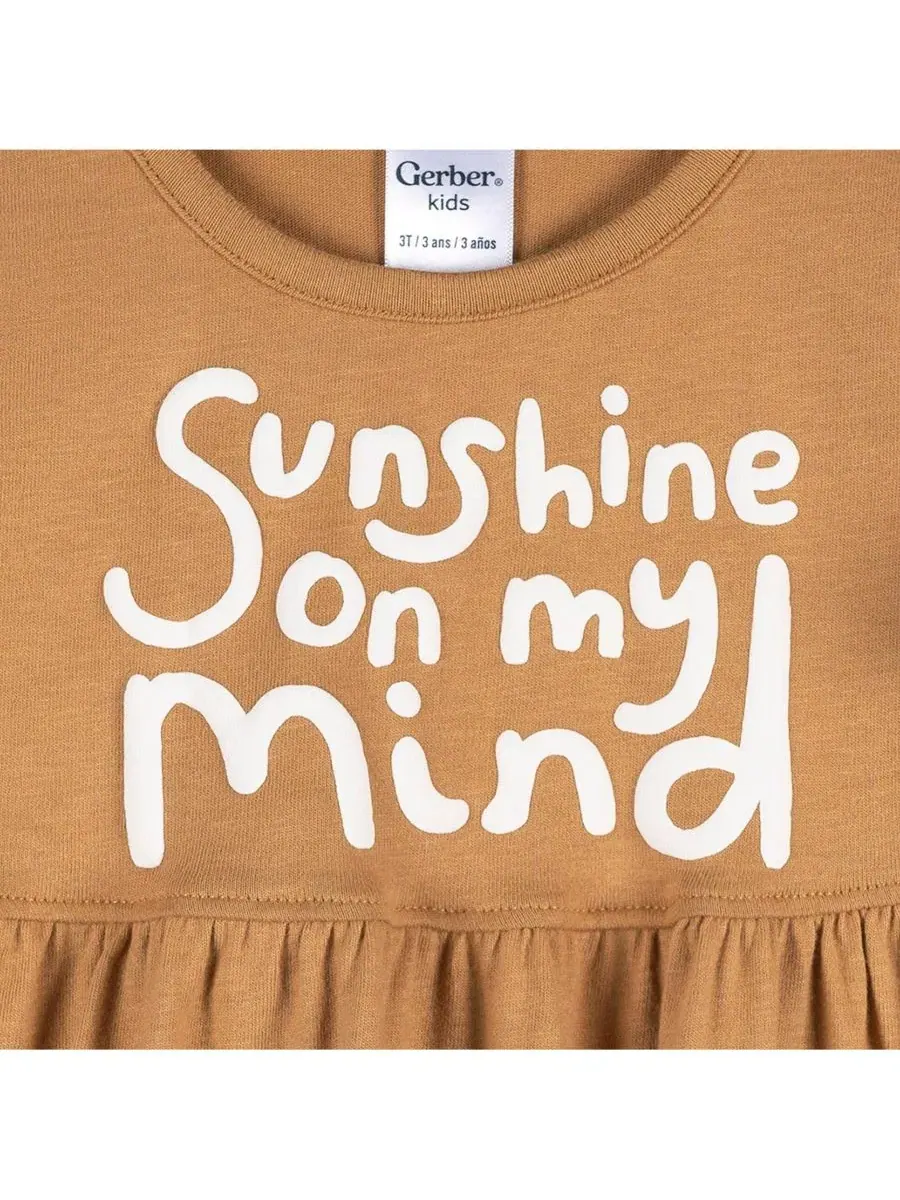 Комплект из 3 предметов для девочек: футболка и топ с шортами, Daisy Sunshine Gerber, 24 Months — изображение 7 из 8
