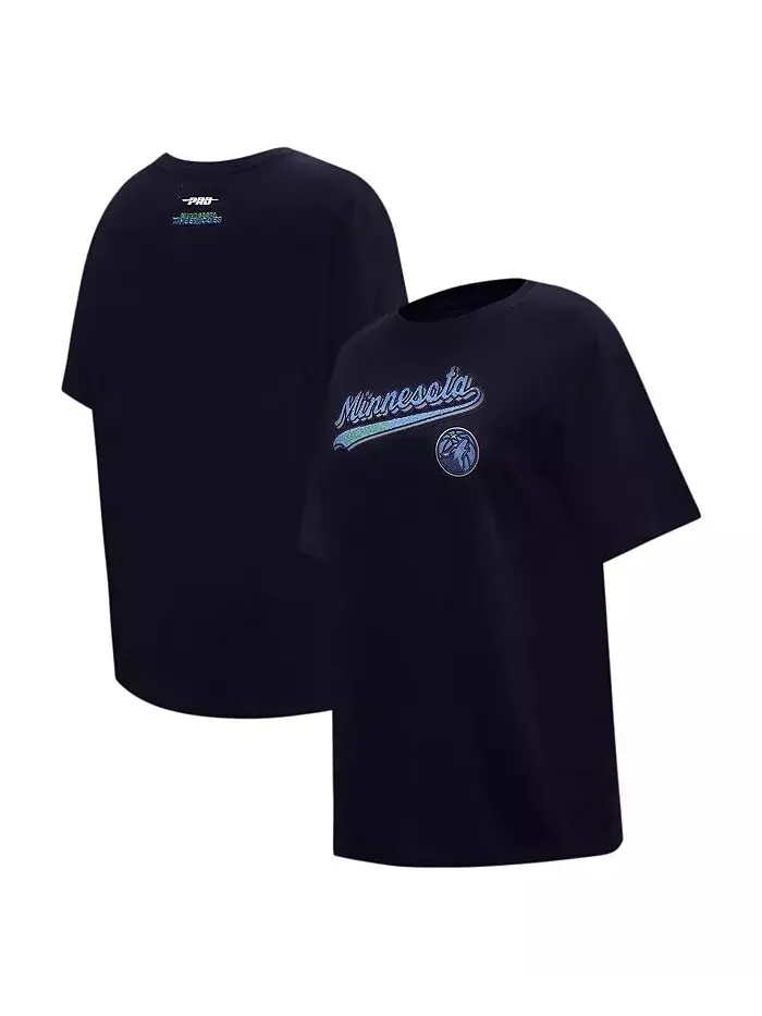 Женская футболка Navy Minnesota Timberwolves Script Boyfriend Pro Standard — изображение 1 из 4