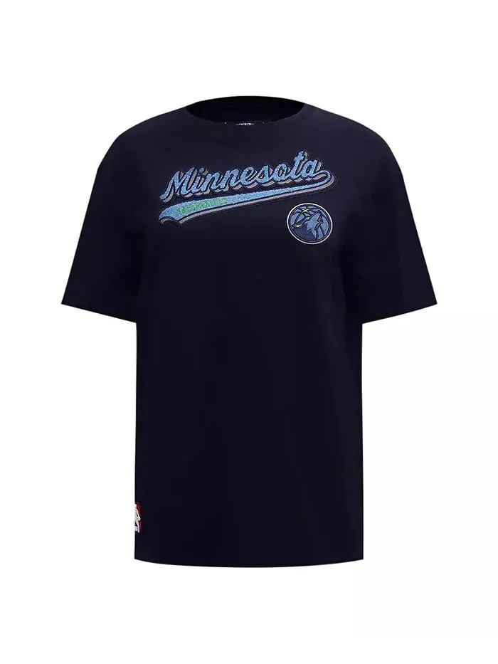 Женская футболка Navy Minnesota Timberwolves Script Boyfriend Pro Standard — изображение 3 из 4