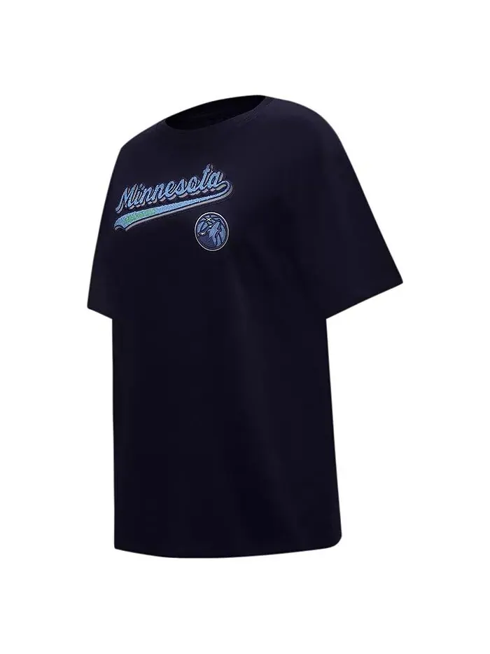 Женская футболка Navy Minnesota Timberwolves Script Boyfriend Pro Standard — изображение 4 из 4
