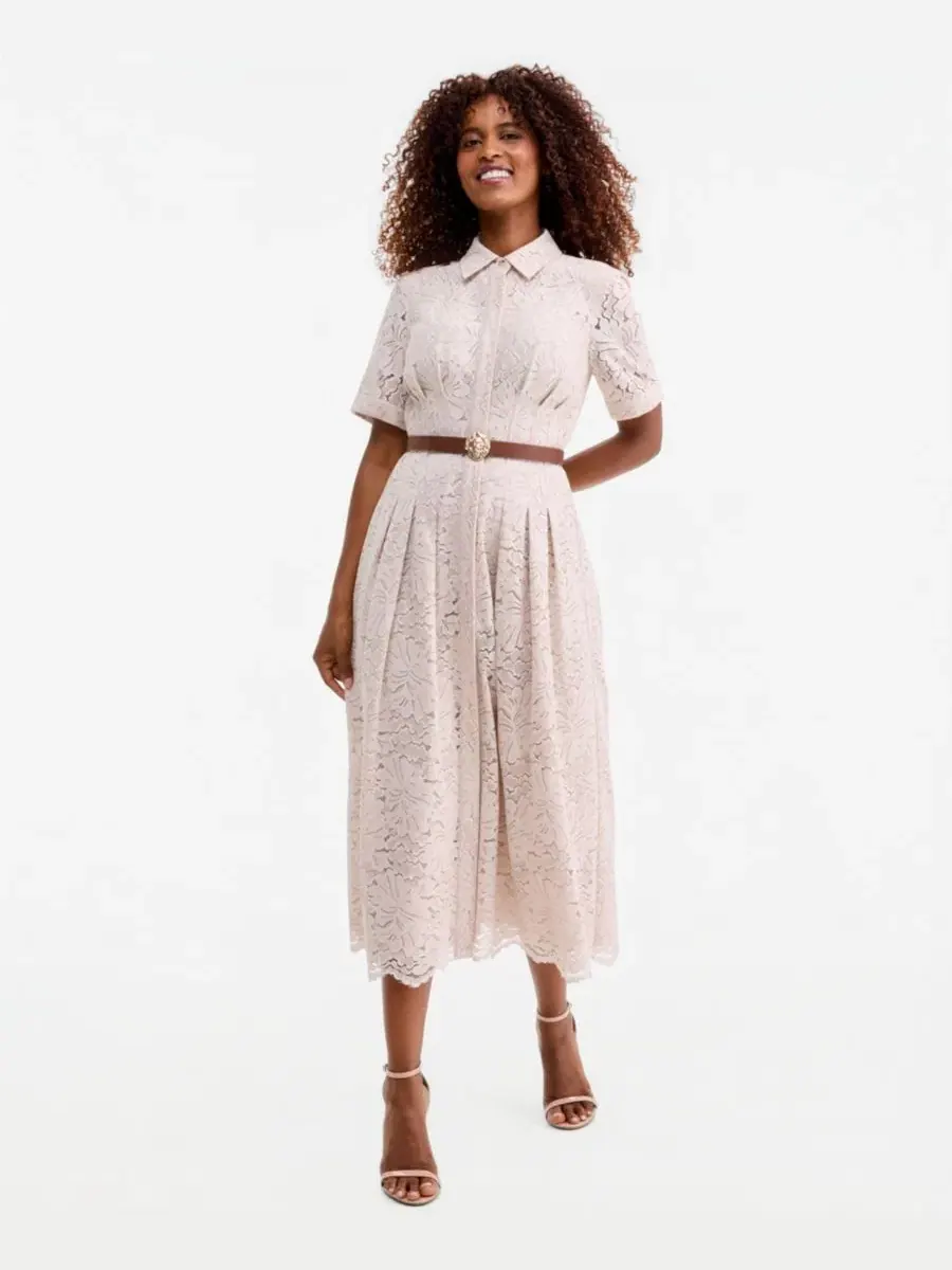 Платье-рубашка с кружевом и поясом Anne Klein, Dawn — изображение 1 из 6