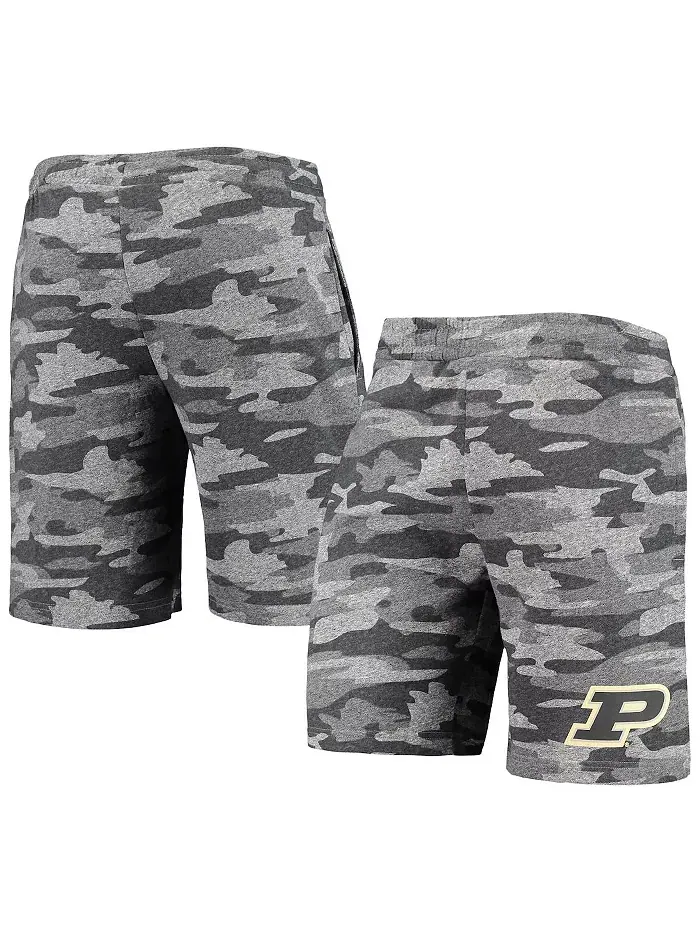 Мужские шорты для отдыха Purdue Boilermakers камуфляжные серые с ворсом Concepts Sport — изображение 1 из 3