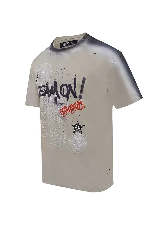 Мужская свободная футболка Aerosmith Sprayed Dream On в бежевом цвете Freeze Max — изображение 2 из 3
