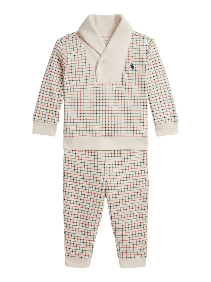 Комплект из пуловера и штанов для малышей с принтом Polo Ralph Lauren, Havenswood Tattersall — изображение 1 из 3