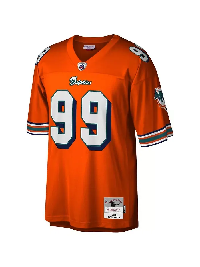 Мужская оранжевая реплика джерси Джейсона Тейлора Miami Dolphins Big and Tall 2004 года для рослых — изображение 3 из 3