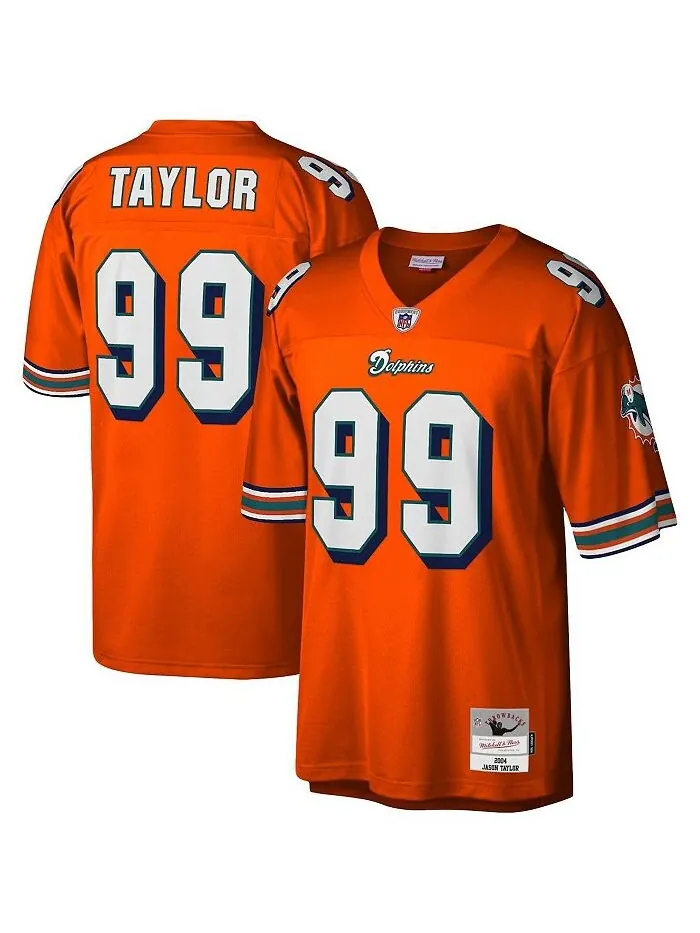 Мужская футболка Джейсона Тейлора Orange Miami Dolphins Big and Tall 2004, реплика вышедшего на — изображение 1 из 3